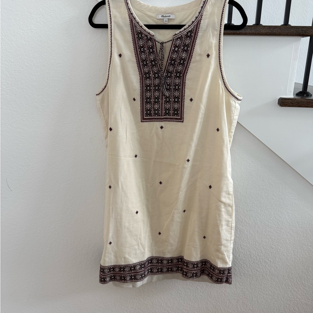 Madewell Cream and Brown Sleeveless Sundress